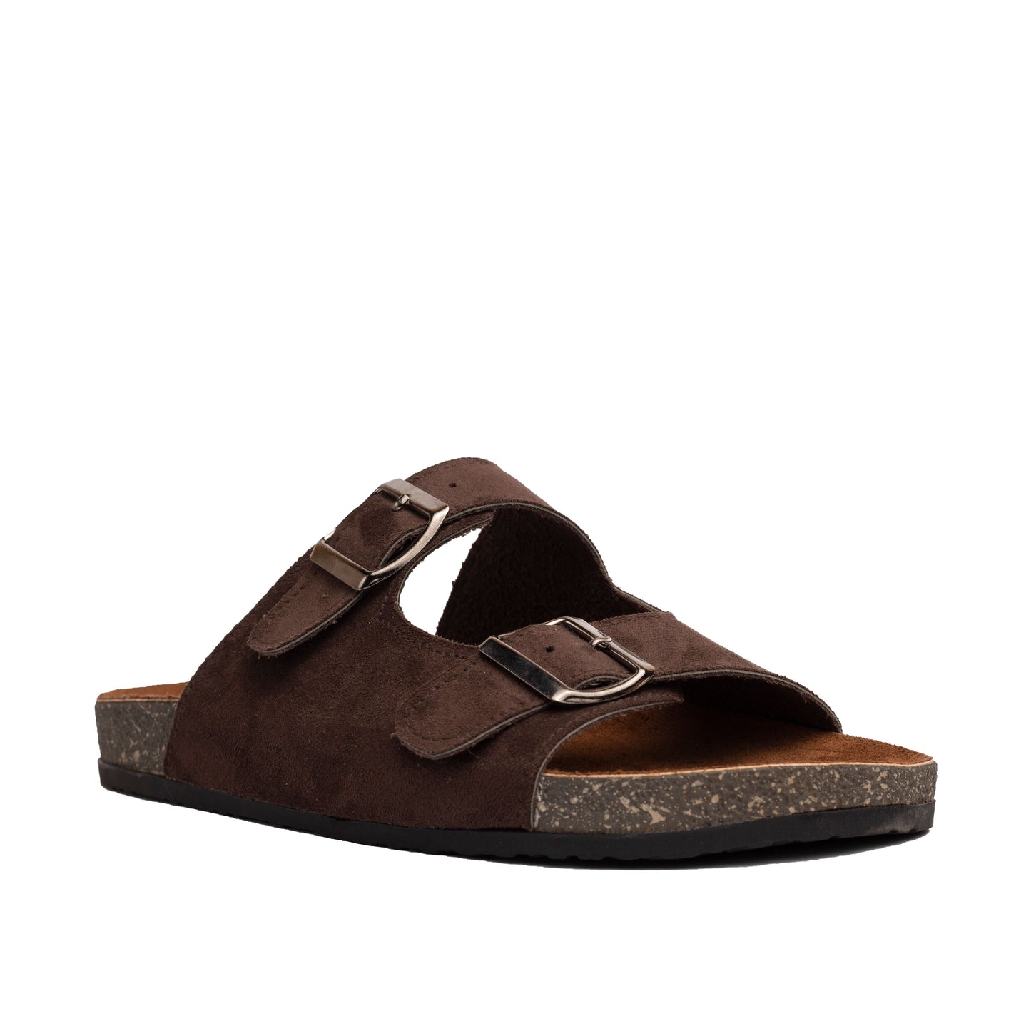 Double Buckle Brown Suede