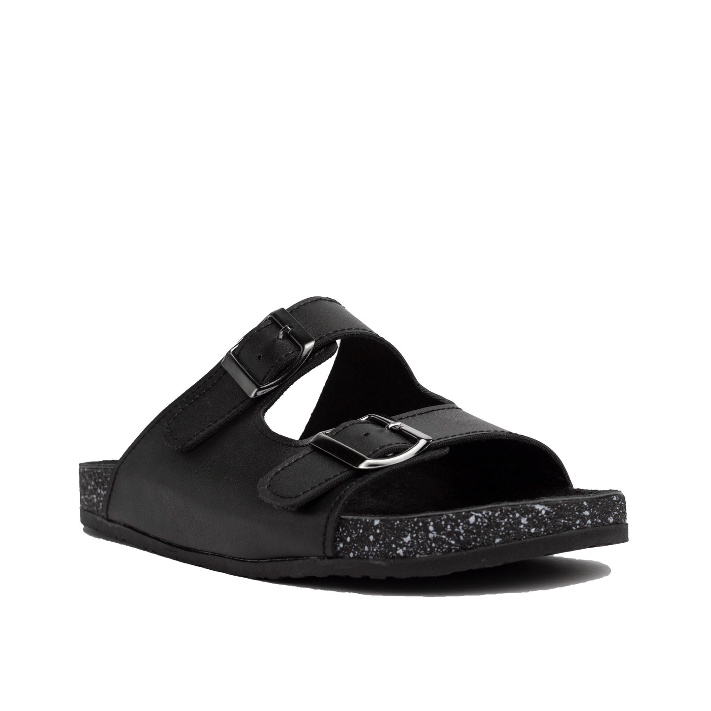 Double Buckle Black Leather