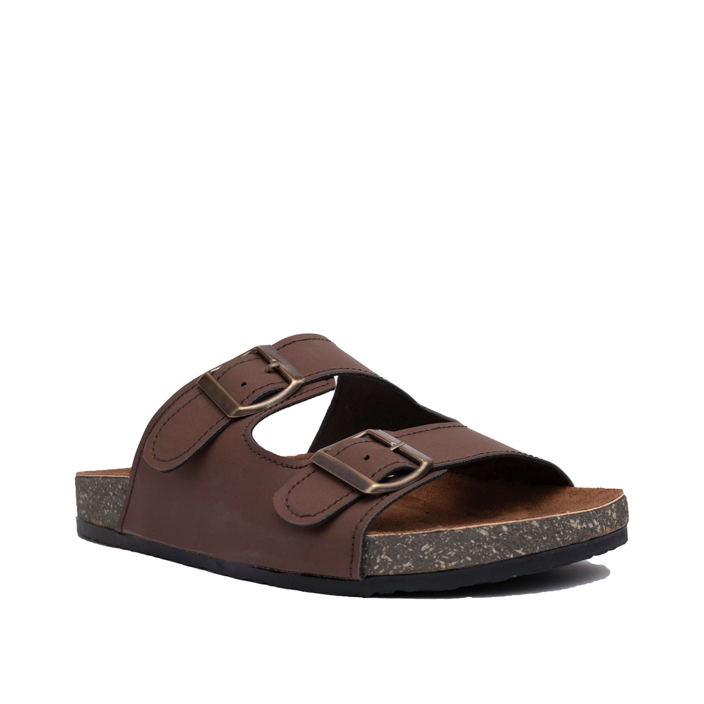 Double Buckle Brown Leather