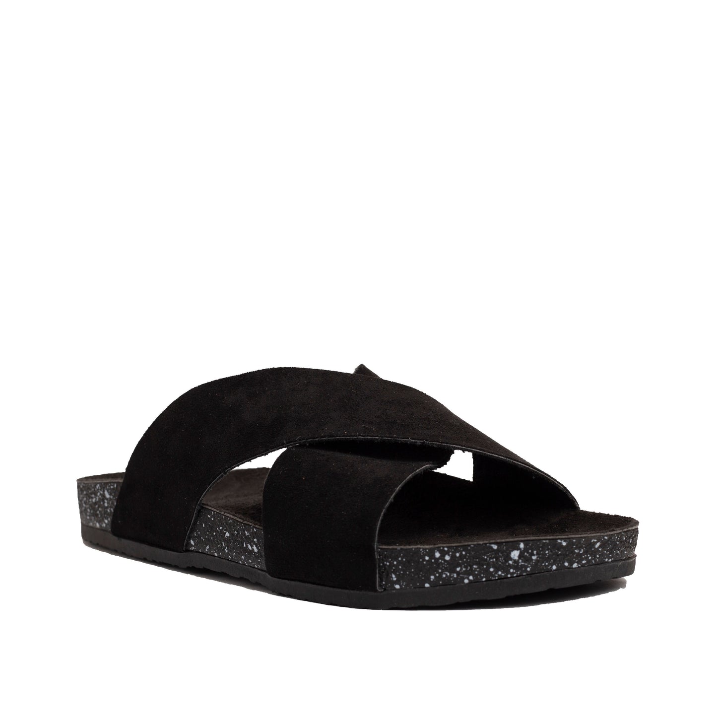 Cross Slide Black Suede