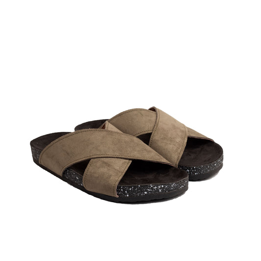 Cross Slide Olive Suede