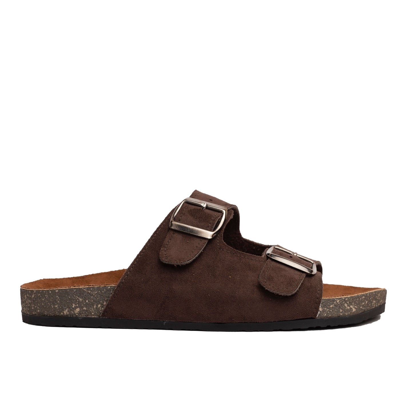 Double Buckle Brown Suede