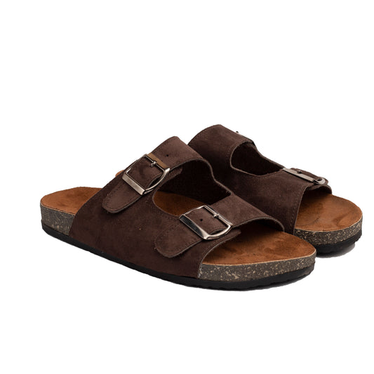 Double Buckle Brown Suede