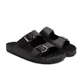 Double Buckle Black Leather