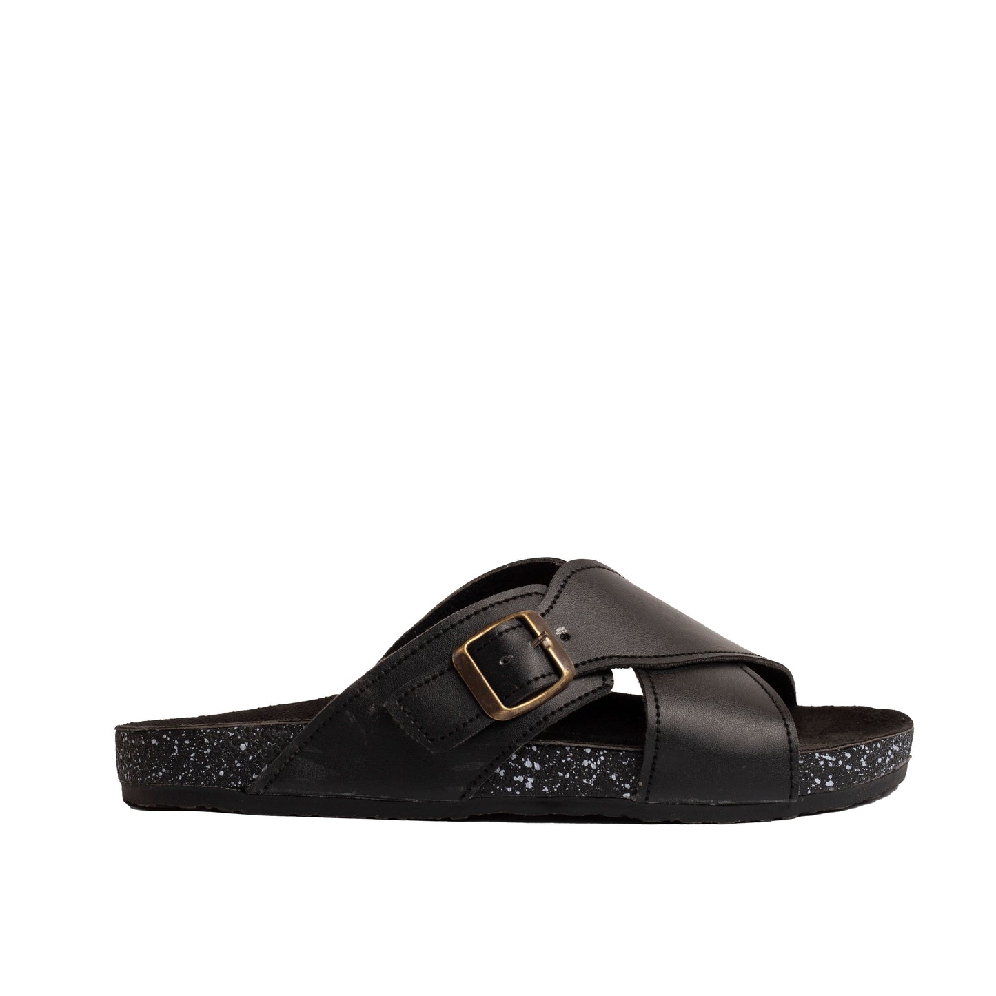 Overlap Buckle Black Leather