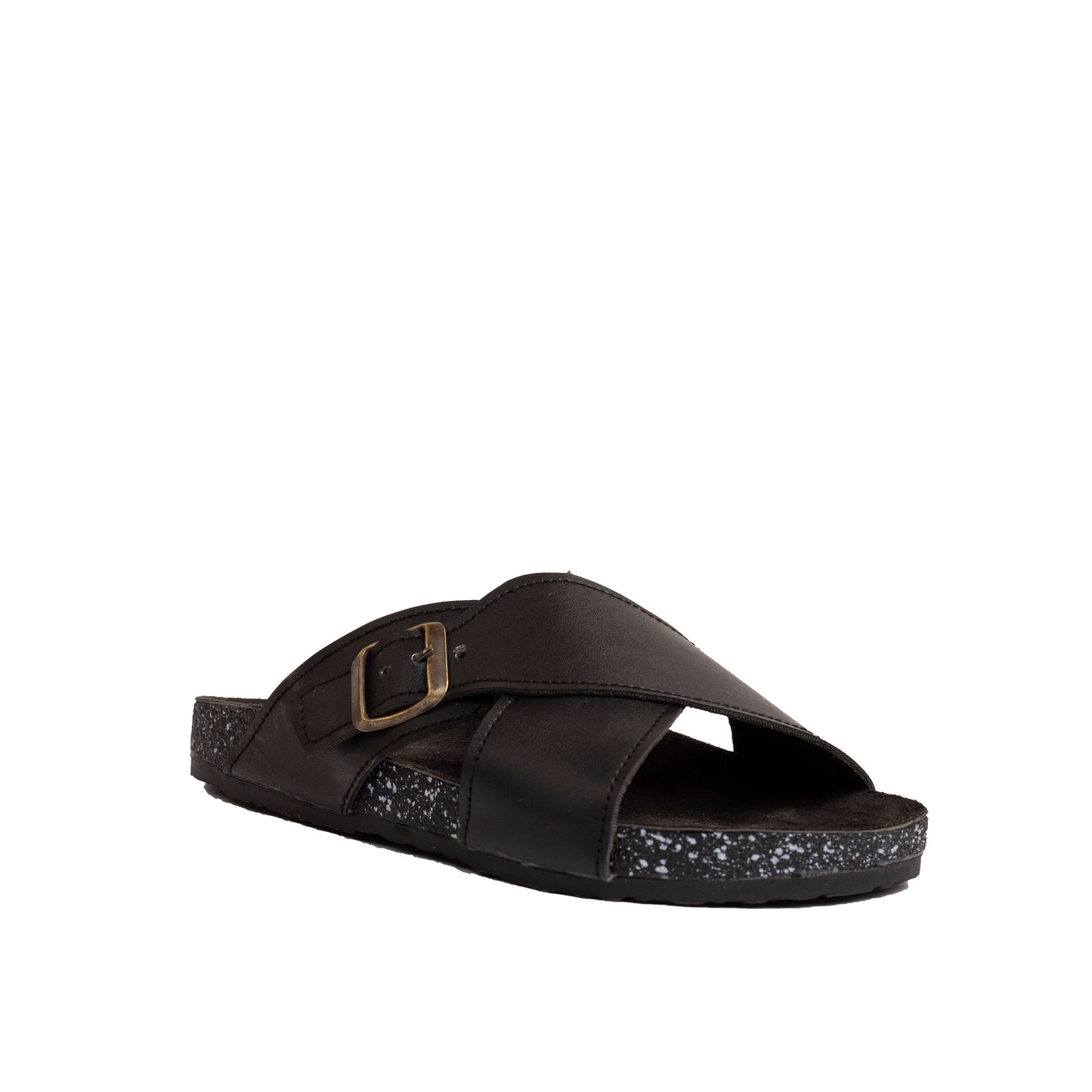 Overlap Buckle Black Leather