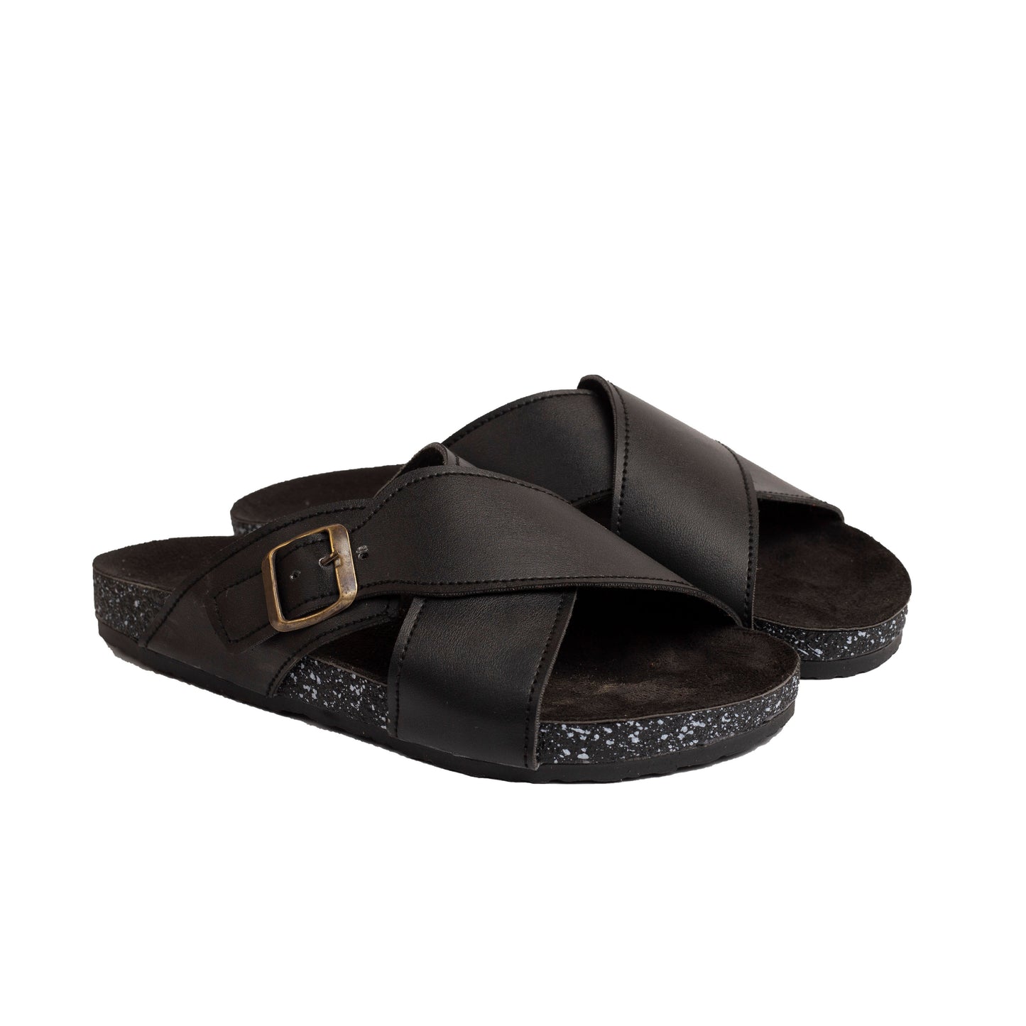 Overlap Buckle Black Leather