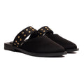 Stud Mules Black Satin