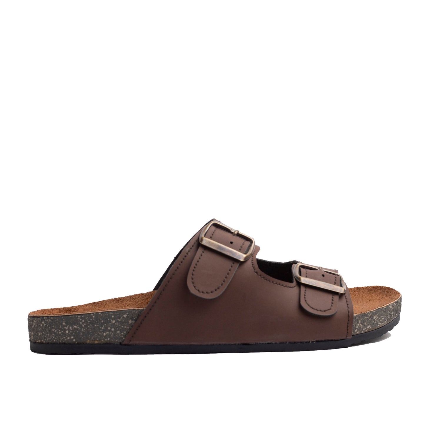 Double Buckle Brown Leather