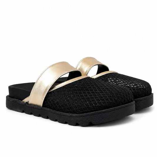 Mesh Clogs Black x Gold