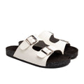 Double Buckle White Leather