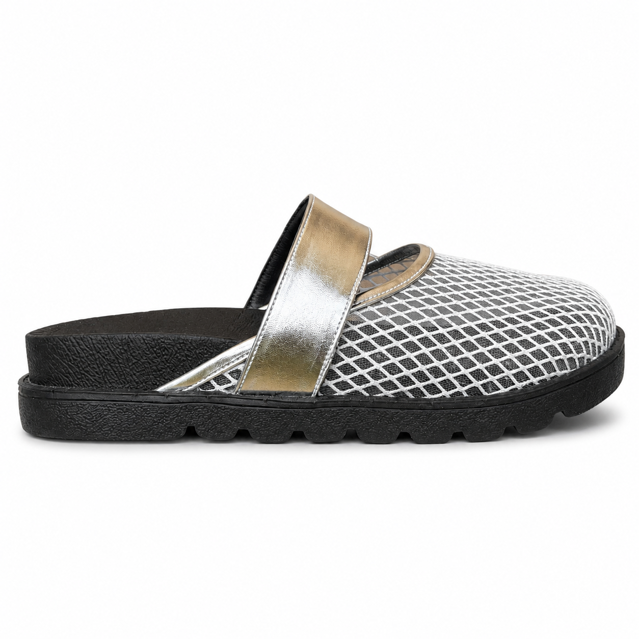 Mesh Clogs White x Silver