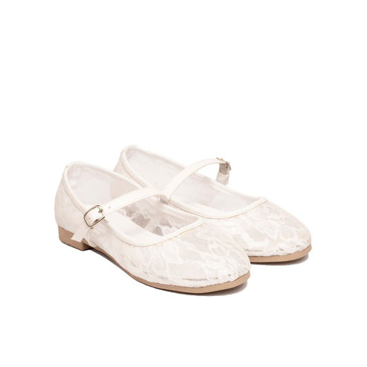 Floral Flats White