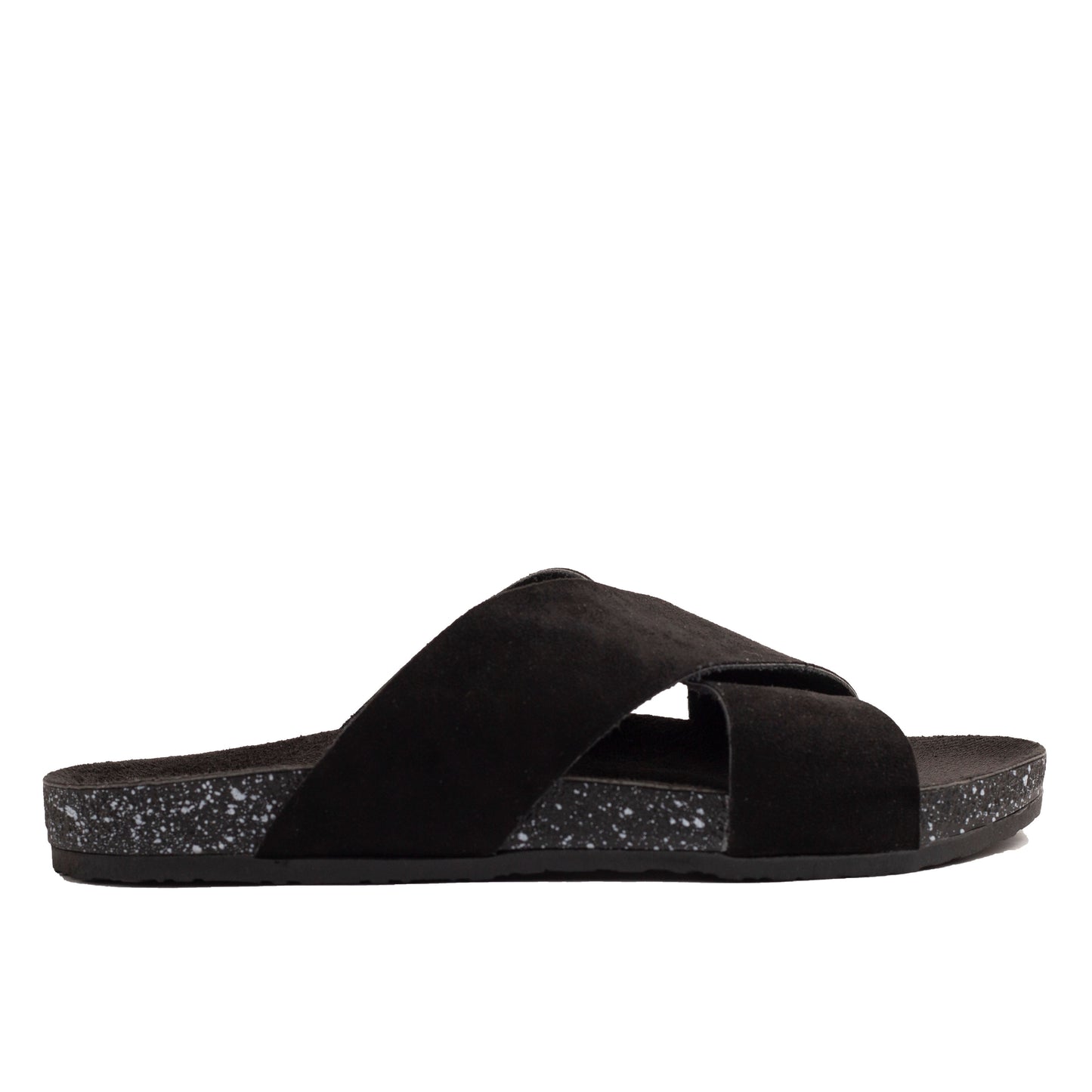 Cross Slide Black Suede