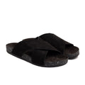 Cross Slide Black Suede