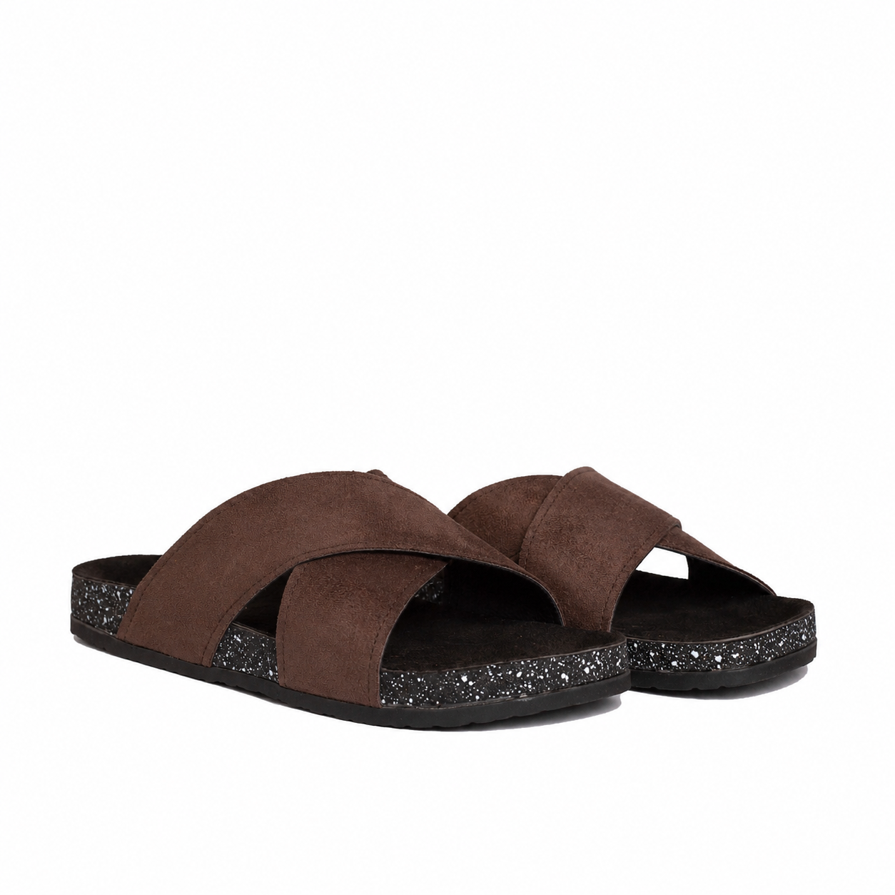 Cross Slide Brown Suede
