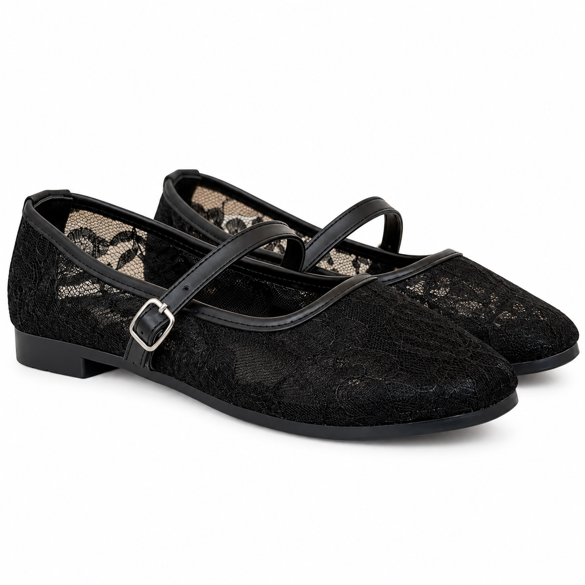 Floral Flats Black
