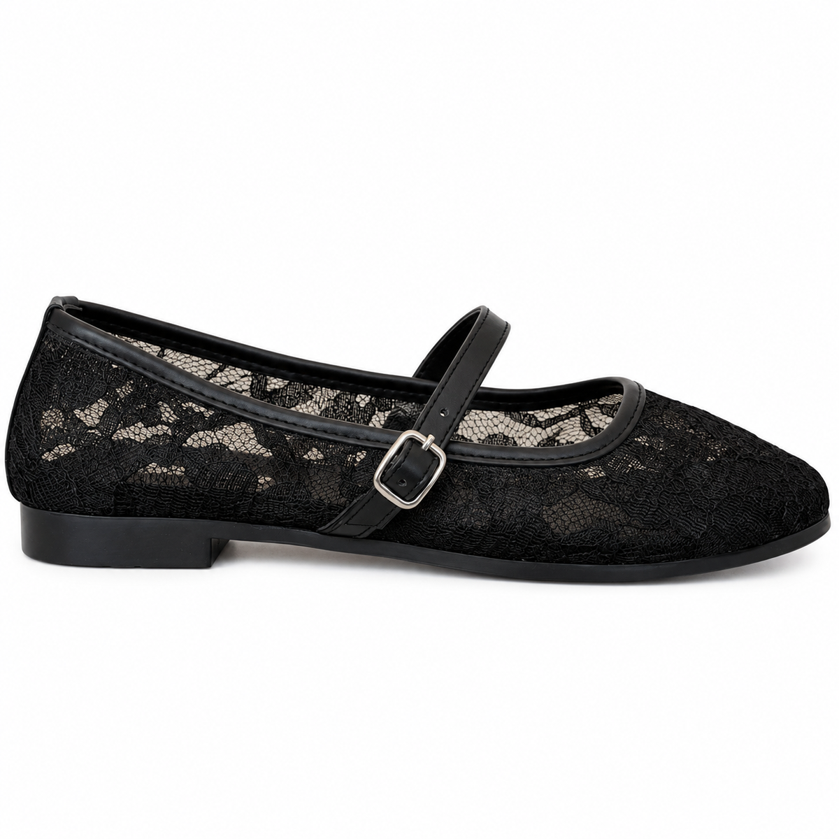 Floral Flats Black