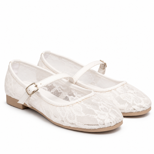 Floral Flats White
