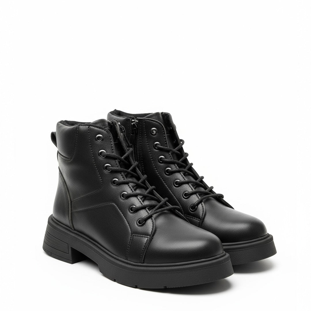 Low Neck Black Boot Flat